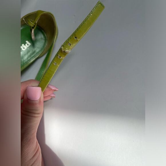 Prada strappy wedges. Patent leather. Lime green. EU 35.5, US Size 5.5. - Picture 11 of 16